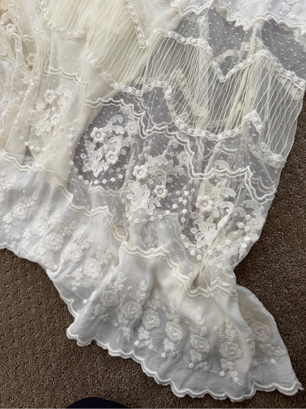 Polo Ralph Lauren Ivory Embroidered Lace Maxi Skirt Size 4 - Picture 5 of 12